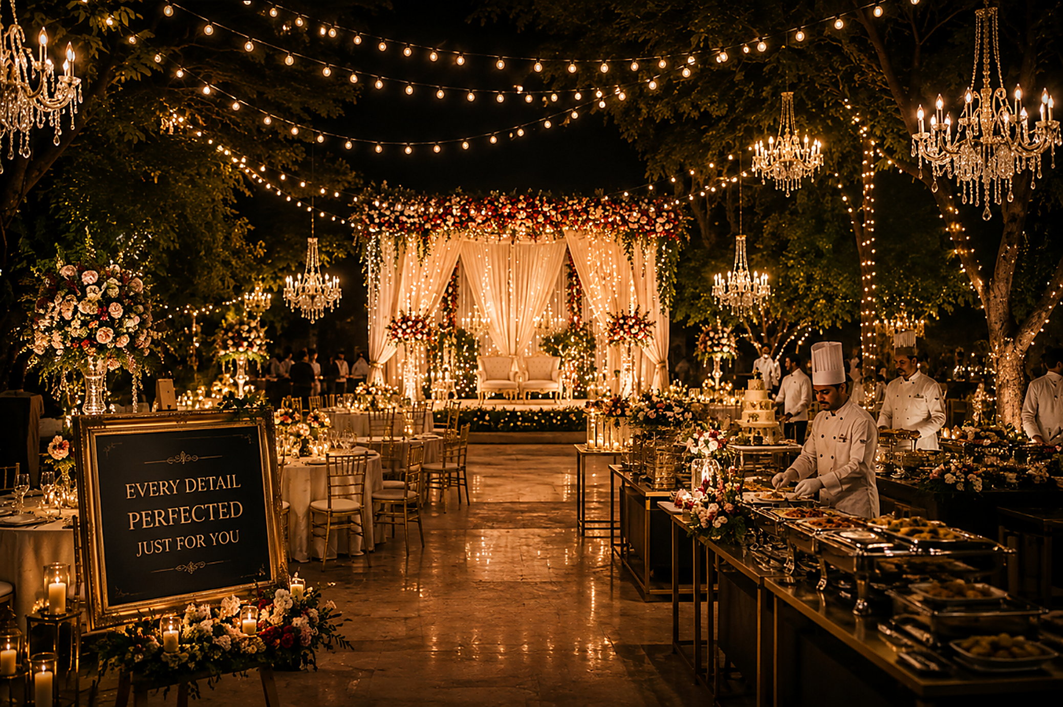 Luxury wedding reception planned by Ever Green Event Management in South Tamil Nadu